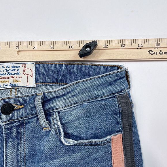 Sandrine Rose Jeans Women's‎ Size 25 Skinny Mid Rise Medium Wash Tuxedo Stripe - Picture 10 of 12